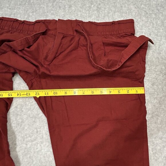 GAP Women’s Paperbag Pants Sz 10 Dark Red Taper Zip Tie Waist Pockets Pre-Owned - Picture 10 of 13